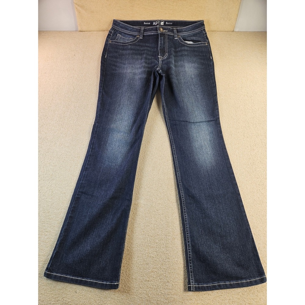 APT. 9 Women's Size 14 Bootcut Jeans Dark Wash Stretch Embellished Pockets